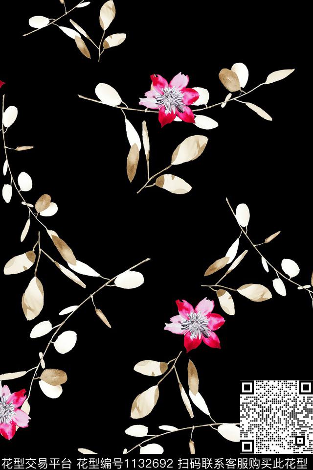 满版散花数码华亿平台花卉数码印花华亿平台下载（图片编号: 1132692） - 瓦栏（Walan）