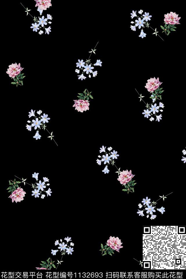 满版散花数码华亿平台花卉数码印花华亿平台下载（图片编号: 1132693） - 瓦栏（Walan）