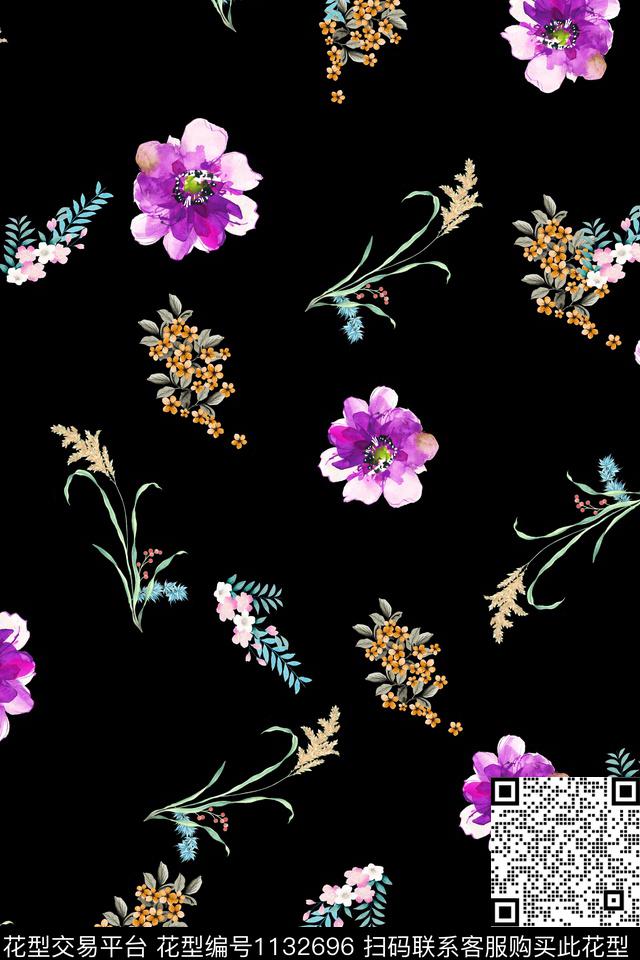 满版散花数码华亿平台花卉数码印花华亿平台下载（图片编号: 1132696） - 瓦栏（Walan）