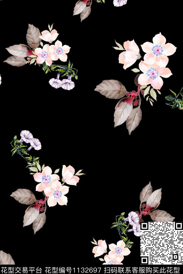 满版散花数码华亿平台花卉数码印花华亿平台下载（图片编号: 1132697） - 瓦栏（Walan）