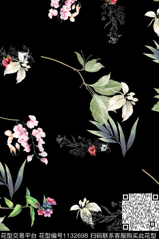 满版散花数码华亿平台花卉数码印花华亿平台下载（图片编号: 1132698） - 瓦栏（Walan）