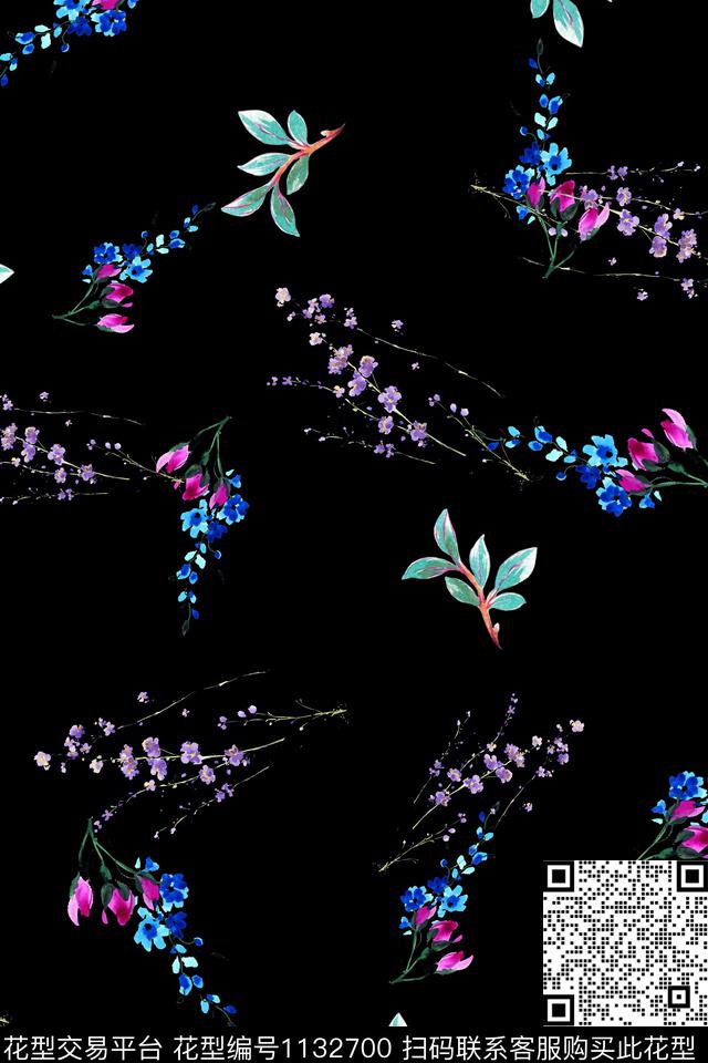 满版散花数码华亿平台花卉数码印花华亿平台下载（图片编号: 1132700） - 瓦栏（Walan）