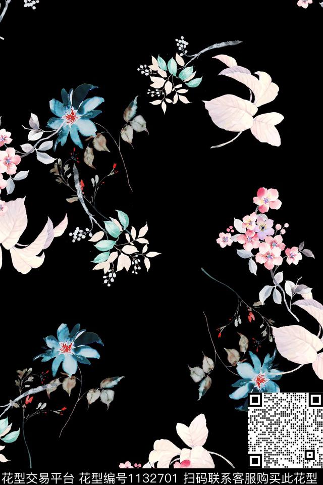 满版散花数码华亿平台花卉数码印花华亿平台下载（图片编号: 1132701） - 瓦栏（Walan）