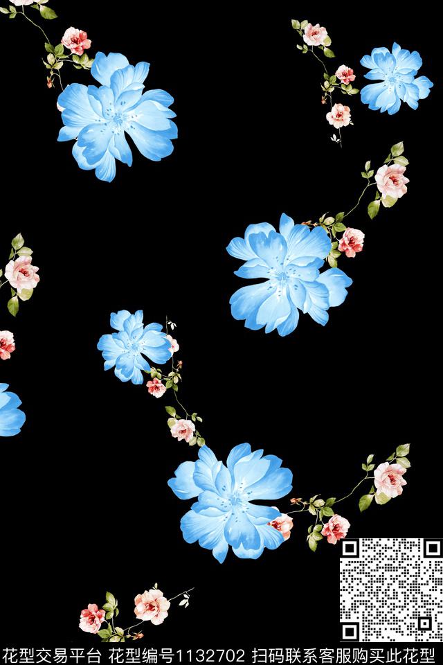 满版散花数码华亿平台花卉数码印花华亿平台下载（图片编号: 1132702） - 瓦栏（Walan）