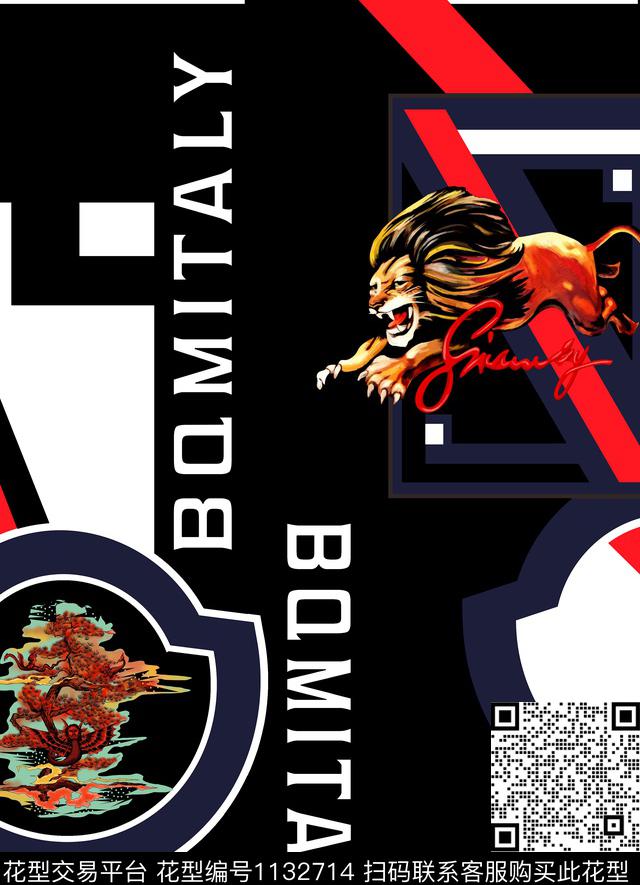 几何构图油画狮子数码印花华亿平台下载（图片编号: 1132714） - 瓦栏（Walan）