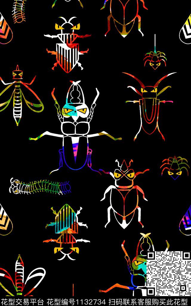 大牌风抽象动物数码印花华亿平台下载（图片编号: 1132734） - 瓦栏（Walan）