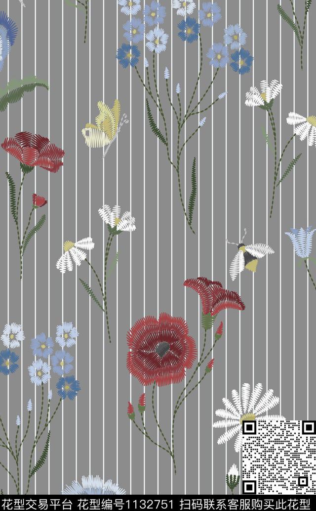 绣花华亿平台条纹小碎花传统印花华亿平台下载（图片编号: 1132751） - 瓦栏（Walan）