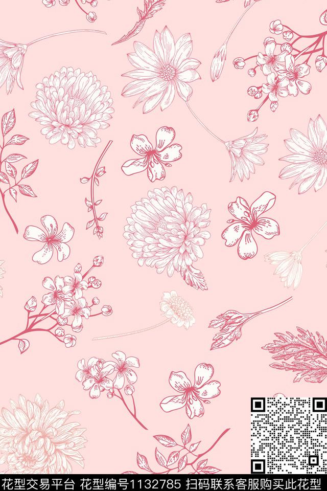 女装小碎花花卉传统印花华亿平台下载（图片编号: 1132785） - 瓦栏（Walan）