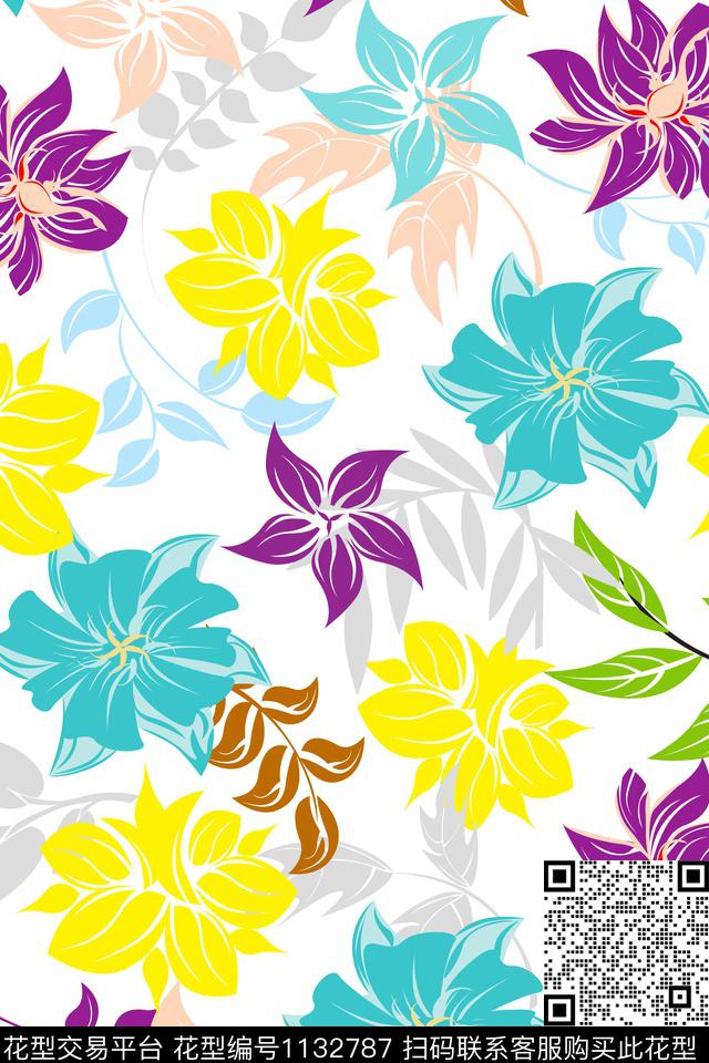 女装小碎花花卉数码印花华亿平台下载（图片编号: 1132787） - 瓦栏（Walan）