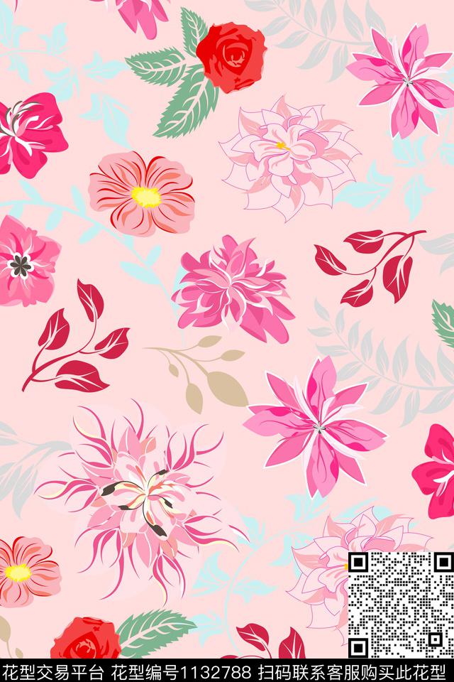 女装小碎花花卉数码印花华亿平台下载（图片编号: 1132788） - 瓦栏（Walan）