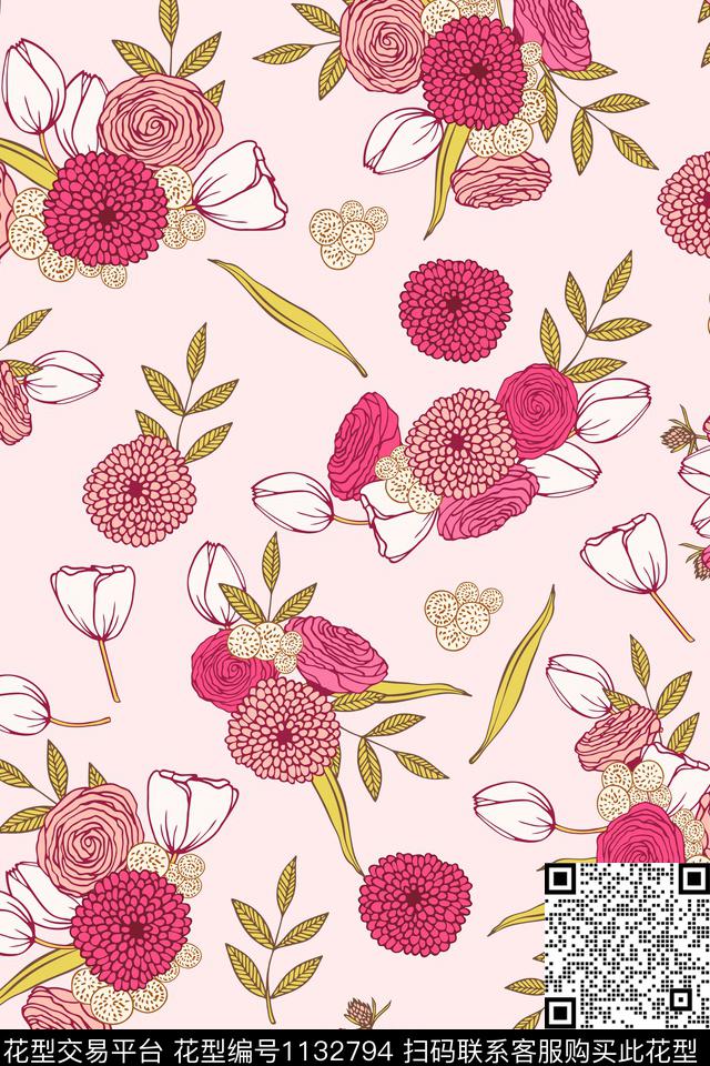 女装小碎花花卉数码印花华亿平台下载（图片编号: 1132794） - 瓦栏（Walan）