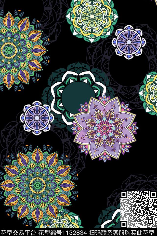 部落风秋冬华亿平台曼陀罗传统印花华亿平台下载（图片编号: 1132834） - 瓦栏（Walan）