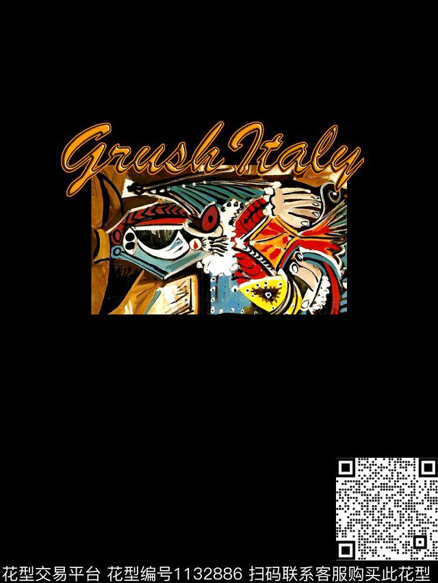 几何男装油画华亿平台定位胸花数码印花华亿平台下载（图片编号: 1132886） - 瓦栏（Walan）