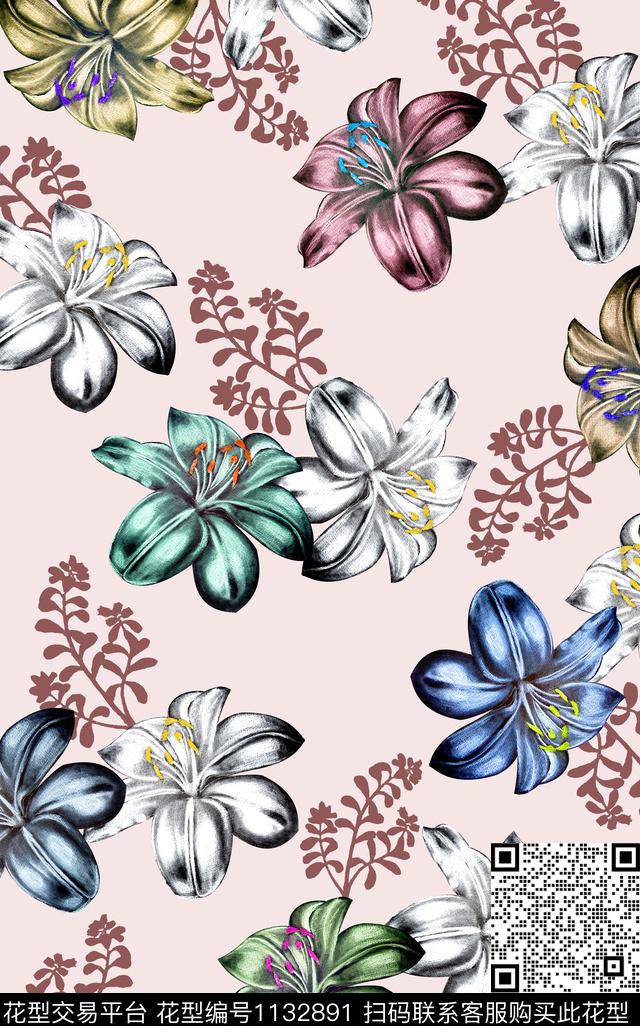 大牌风数码华亿平台手绘数码印花华亿平台下载（图片编号: 1132891） - 瓦栏（Walan）