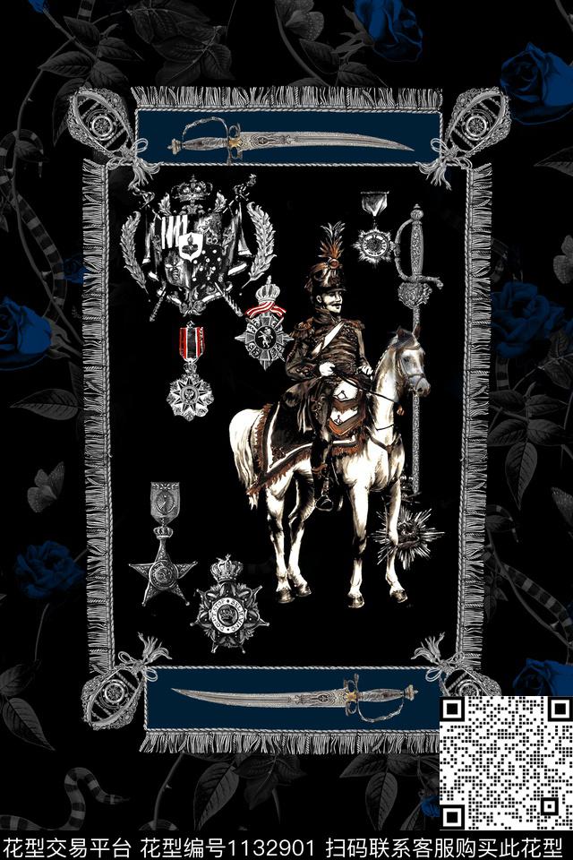 大牌风抽象男装数码印花华亿平台下载（图片编号: 1132901） - 瓦栏（Walan）