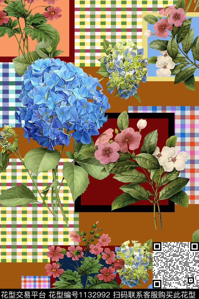 大牌风几何花卉数码印花华亿平台下载（图片编号: 1132992） - 瓦栏（Walan）