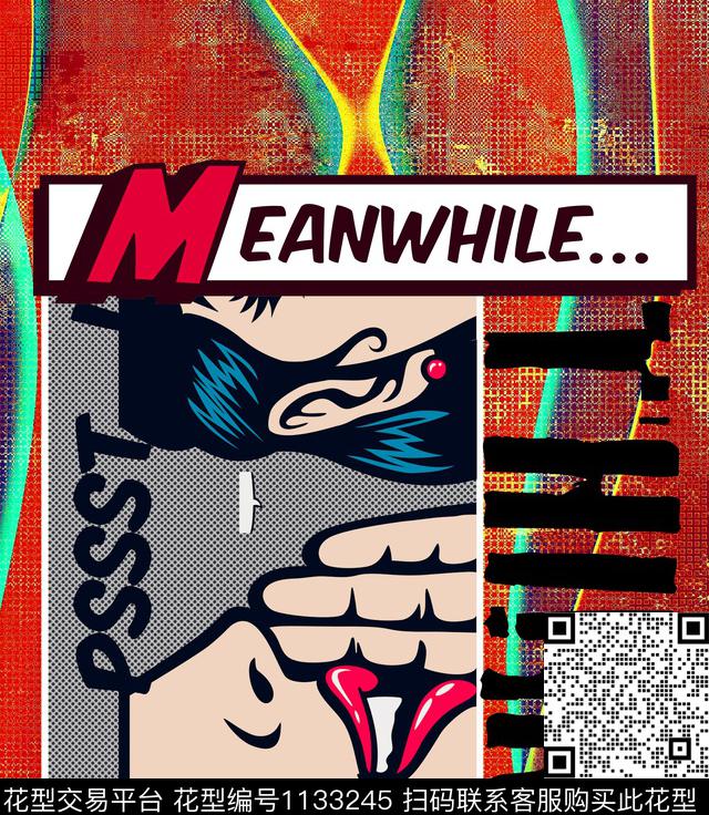 肌理卡通胸前独幅数码印花华亿平台下载（图片编号: 1133245） - 瓦栏（Walan）