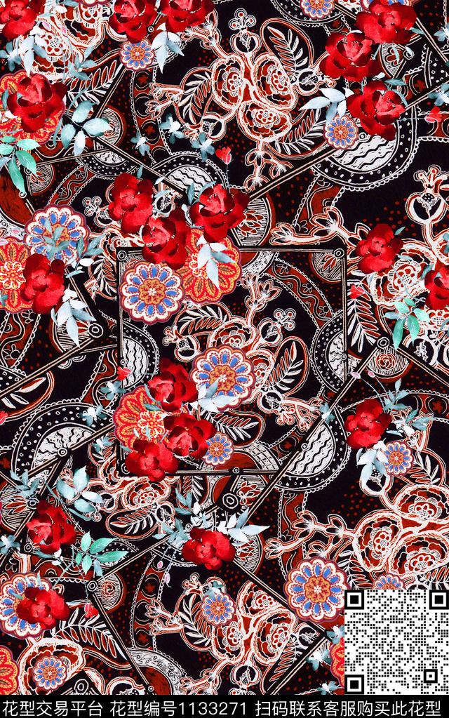 抽象肌理小碎花数码印花华亿平台下载（图片编号: 1133271） - 瓦栏（Walan）