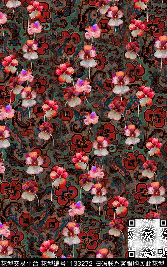 抽象肌理小碎花数码印花华亿平台下载（图片编号: 1133272） - 瓦栏（Walan）