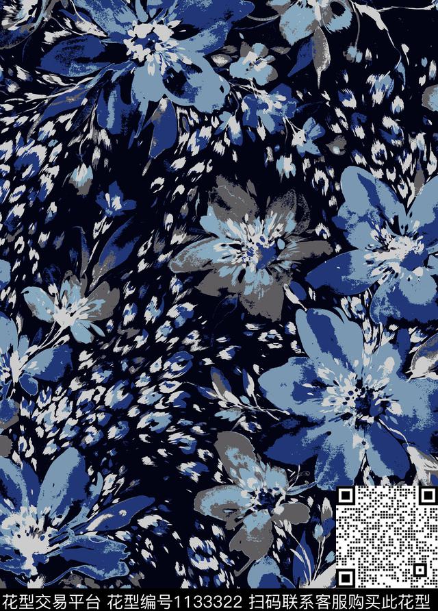 抽象豹纹女装数码印花华亿平台下载（图片编号: 1133322） - 瓦栏（Walan）