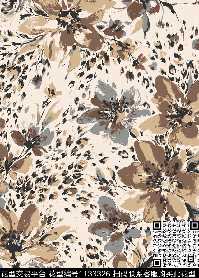 抽象豹纹女装数码印花华亿平台下载（图片编号: 1133326） - 瓦栏（Walan）