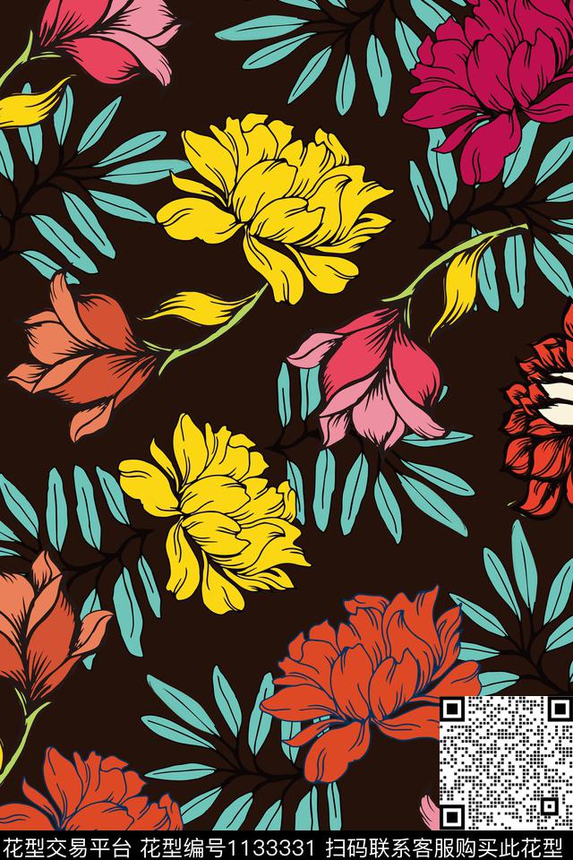 女装小碎花花卉数码印花华亿平台下载（图片编号: 1133331） - 瓦栏（Walan）
