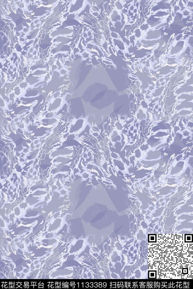 动物纹抽象格子混搭数码印花华亿平台下载（图片编号: 1133389） - 瓦栏（Walan）