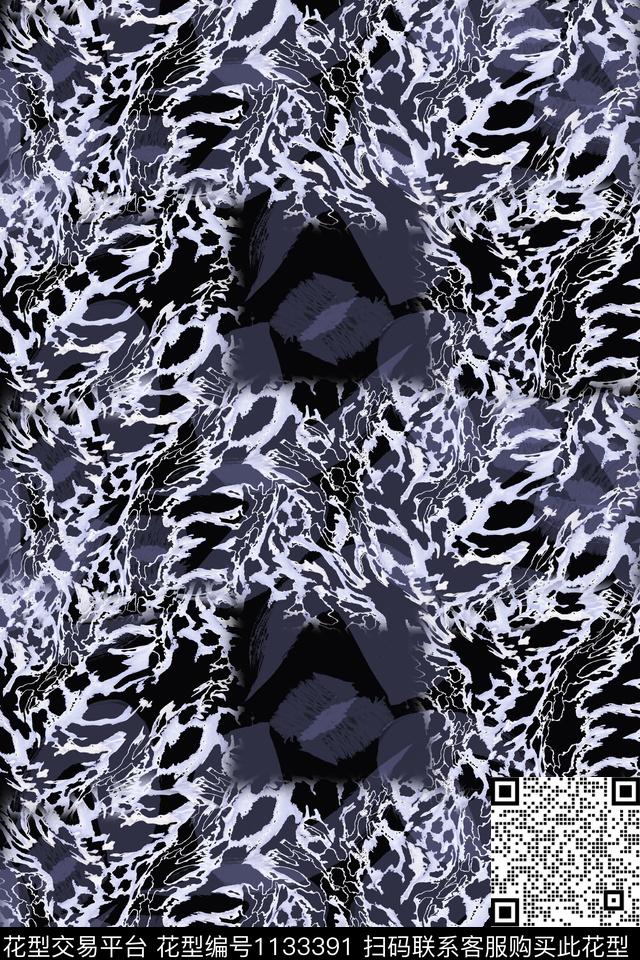 动物纹抽象格子混搭数码印花华亿平台下载（图片编号: 1133391） - 瓦栏（Walan）