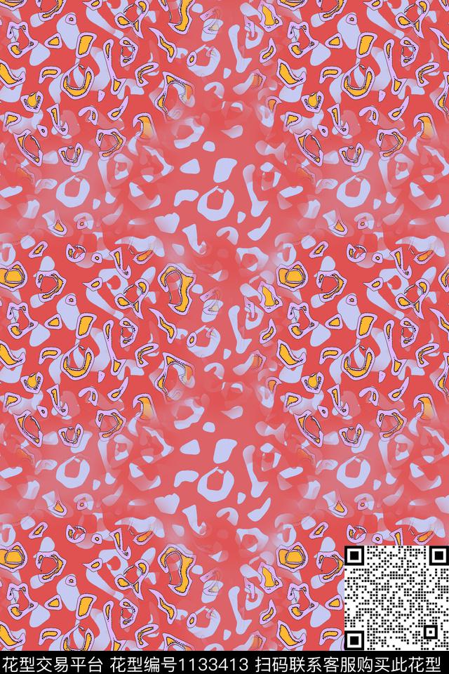 动物纹抽象格子混搭数码印花华亿平台下载（图片编号: 1133413） - 瓦栏（Walan）