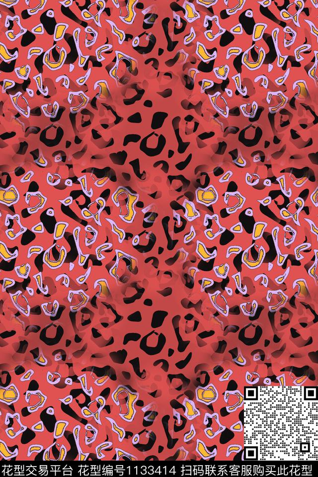 动物纹抽象格子混搭数码印花华亿平台下载（图片编号: 1133414） - 瓦栏（Walan）