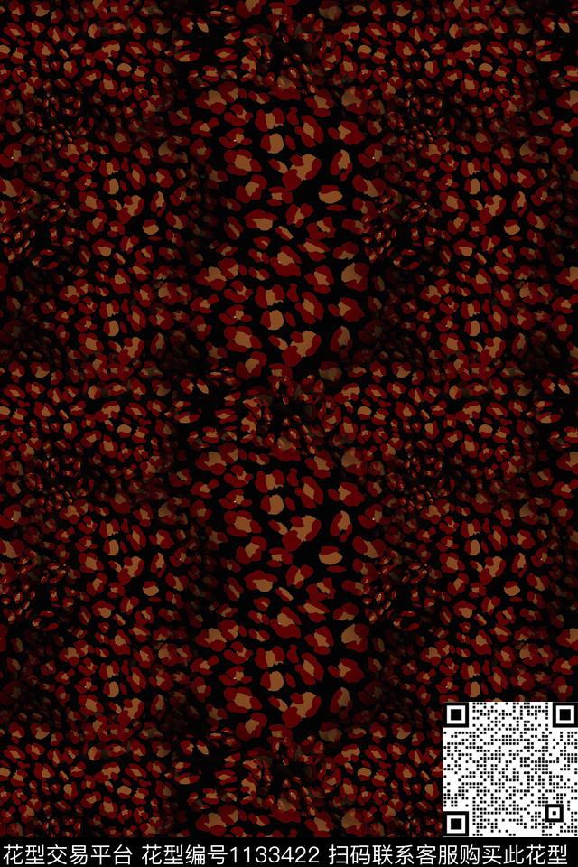 动物纹抽象黑白红黑世界数码印花华亿平台下载（图片编号: 1133422） - 瓦栏（Walan）