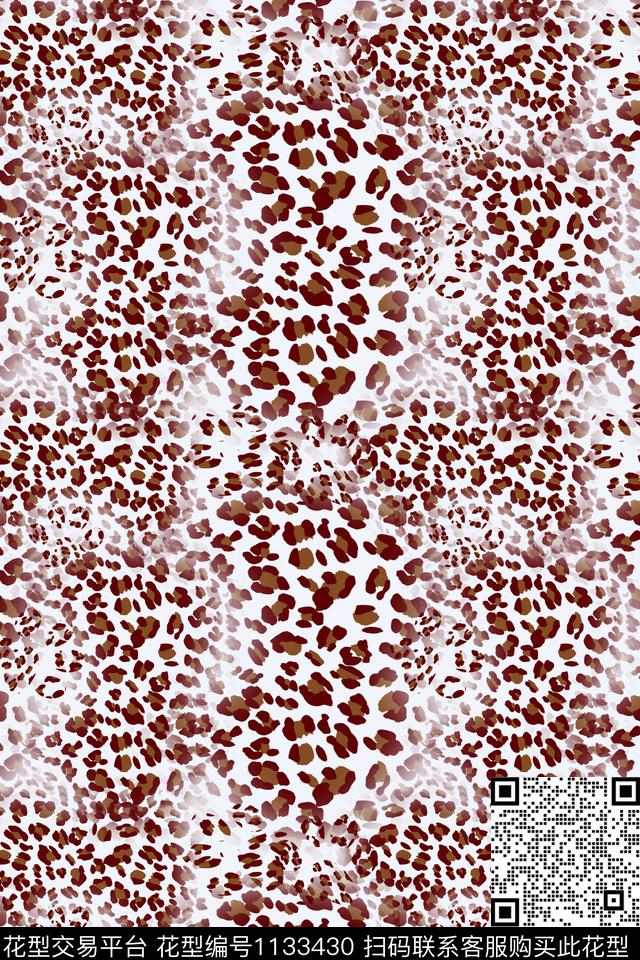 动物纹抽象黑白红黑世界数码印花华亿平台下载（图片编号: 1133430） - 瓦栏（Walan）