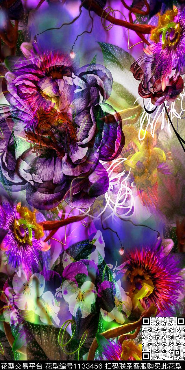 植物女装颜色数码印花华亿平台下载（图片编号: 1133456） - 瓦栏（Walan）