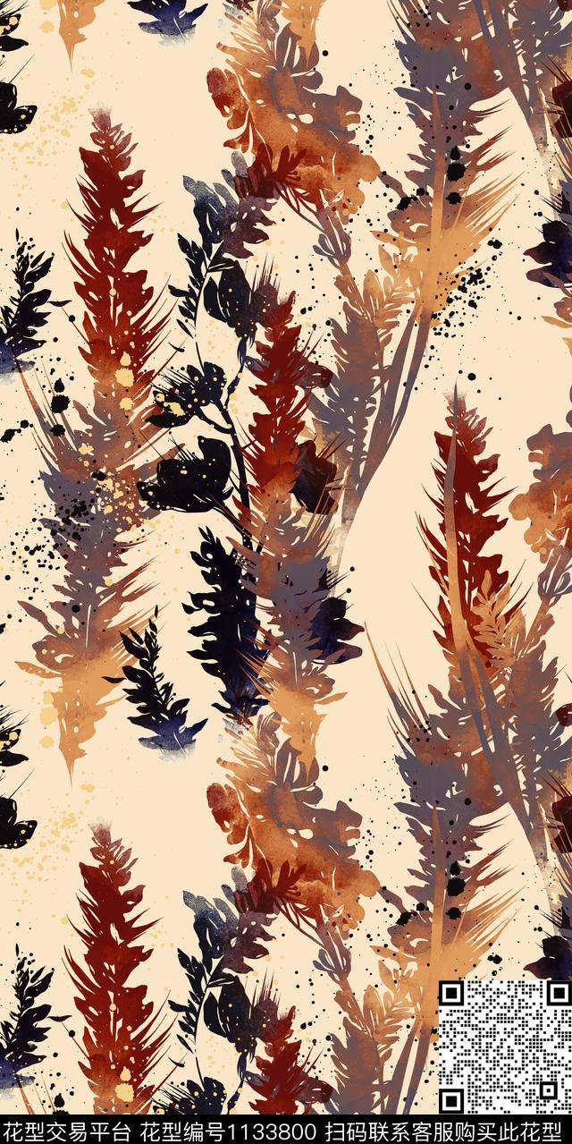 大牌风清爽底花卉数码华亿平台数码印花华亿平台下载（图片编号: 1133800） - 瓦栏（Walan）
