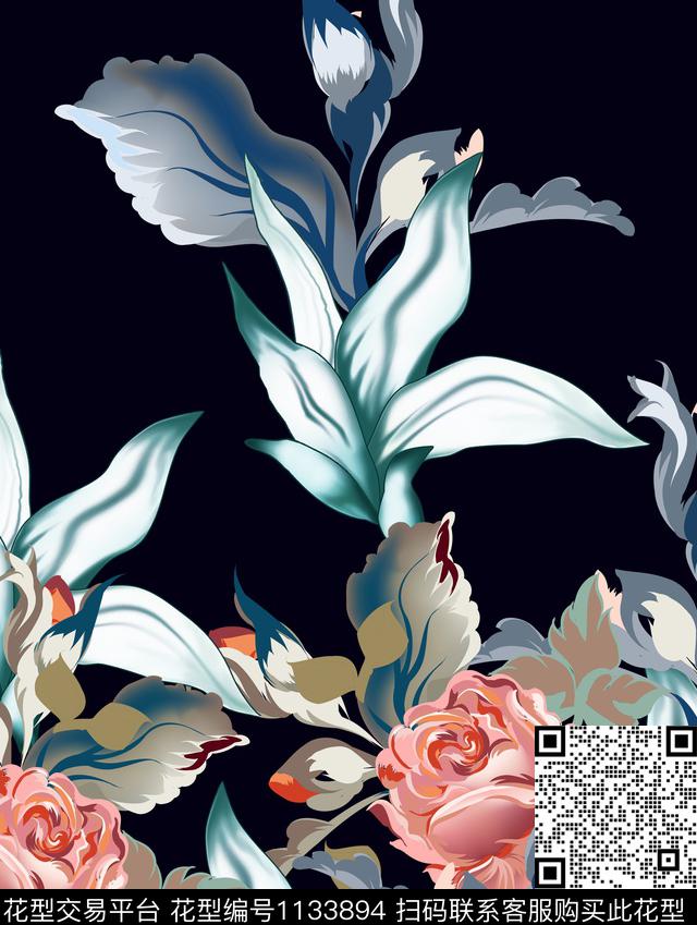 热带华亿平台女装胸前独幅数码印花华亿平台下载（图片编号: 1133894） - 瓦栏（Walan）