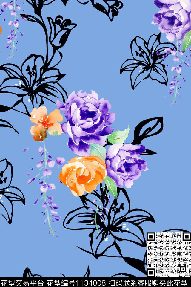 大牌风数码华亿平台花卉数码印花华亿平台下载（图片编号: 1134008） - 瓦栏（Walan）