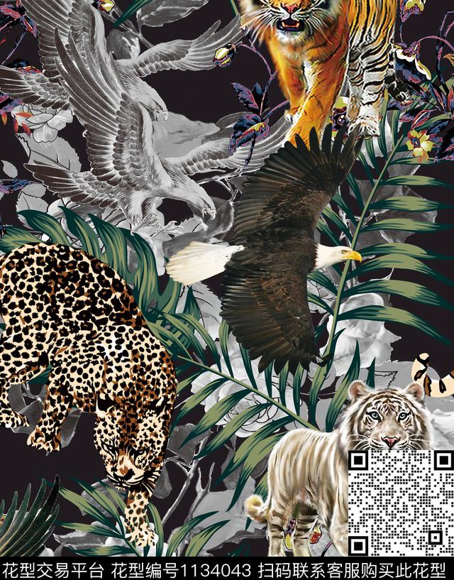 大牌风动物豹纹数码印花华亿平台下载（图片编号: 1134043） - 瓦栏（Walan）