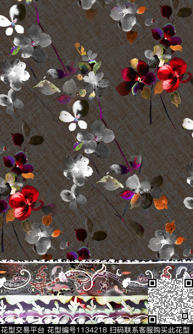 定位花秋冬华亿平台花卉数码印花华亿平台下载（图片编号: 1134218） - 瓦栏（Walan）