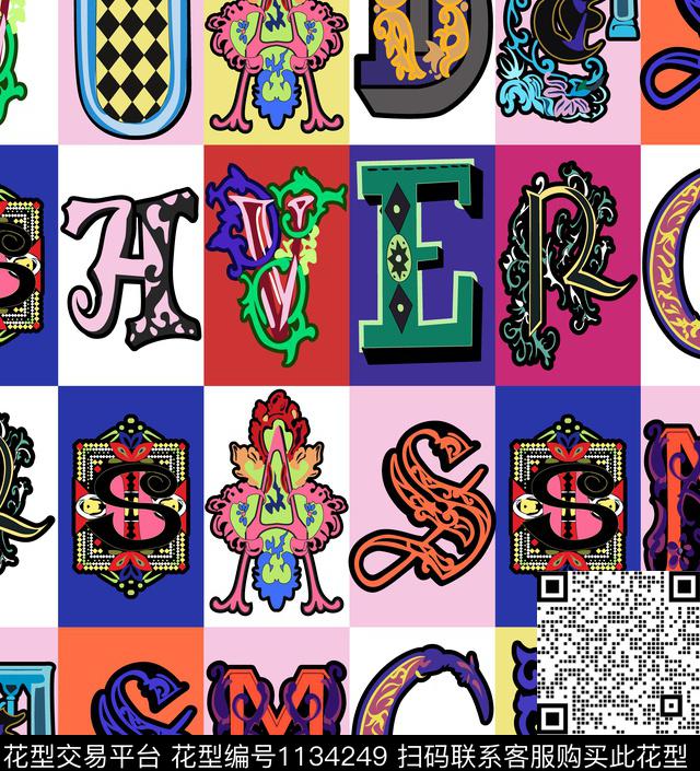 大牌风欧洲字母数码印花华亿平台下载（图片编号: 1134249） - 瓦栏（Walan）