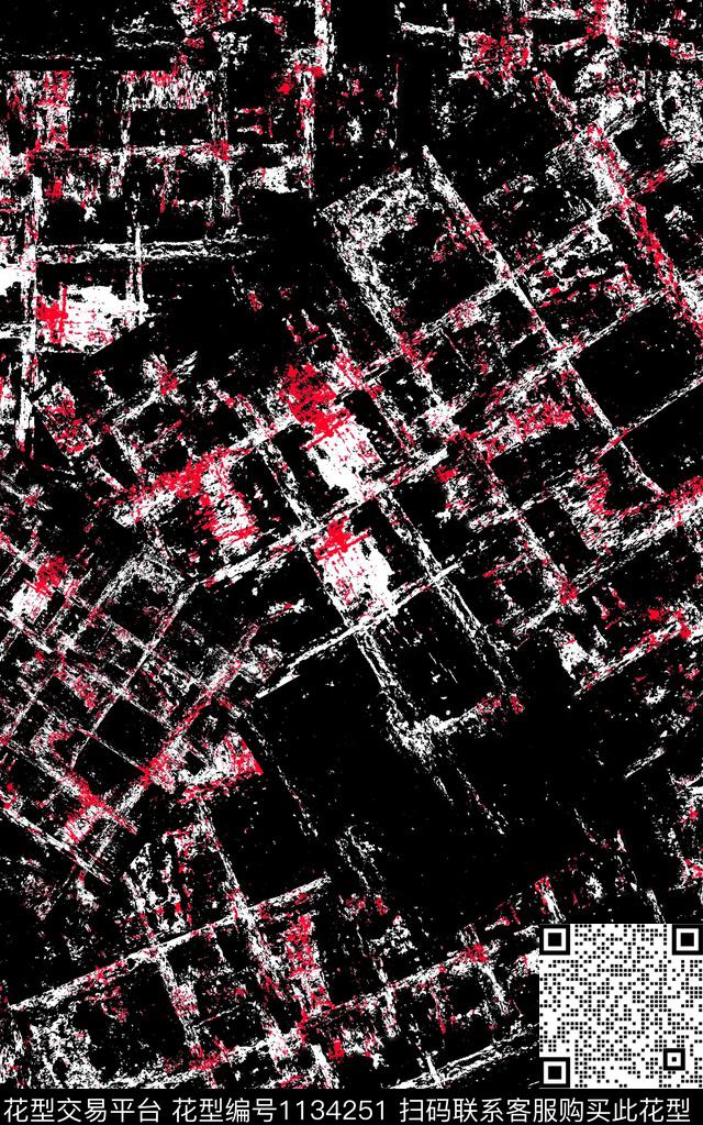 肌理男装几何数码印花华亿平台下载（图片编号: 1134251） - 瓦栏（Walan）