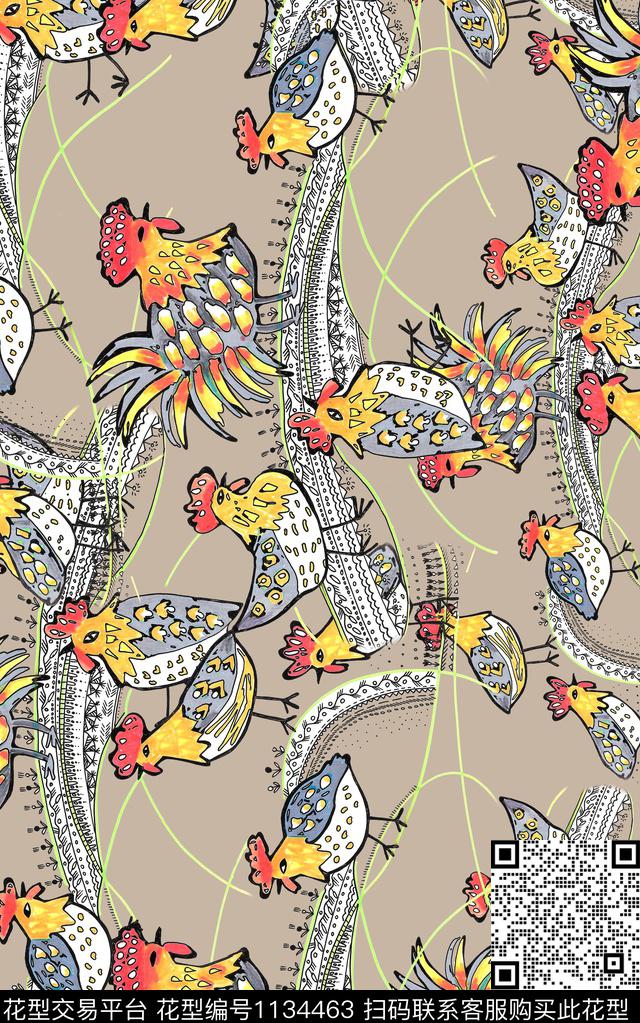 动物民族风中老年数码印花华亿平台下载（图片编号: 1134463） - 瓦栏（Walan）