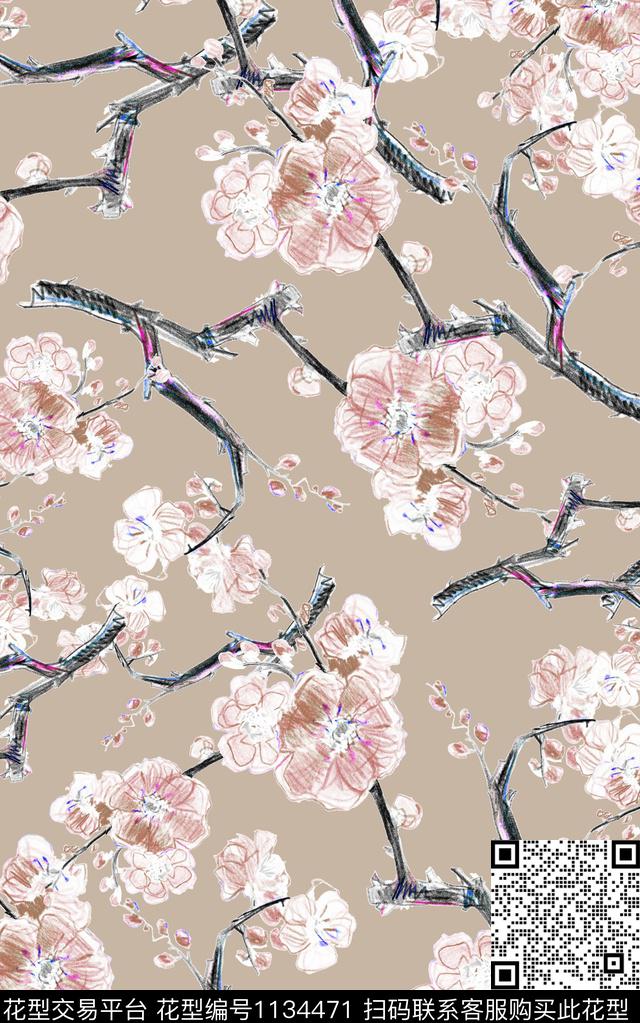 笔触数码华亿平台花卉数码印花华亿平台下载（图片编号: 1134471） - 瓦栏（Walan）