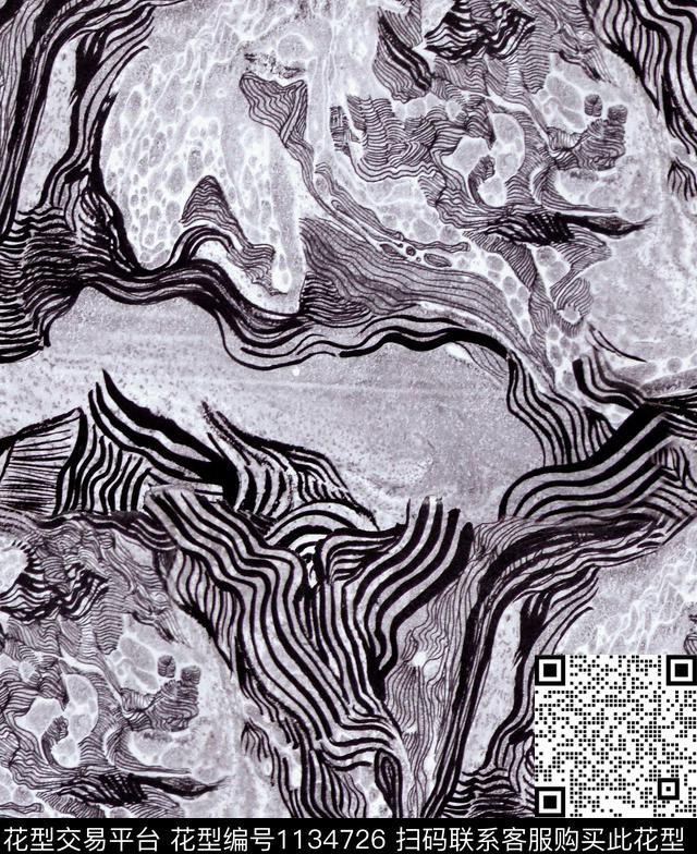 大牌风肌理黑白华亿平台数码印花华亿平台下载（图片编号: 1134726） - 瓦栏（Walan）