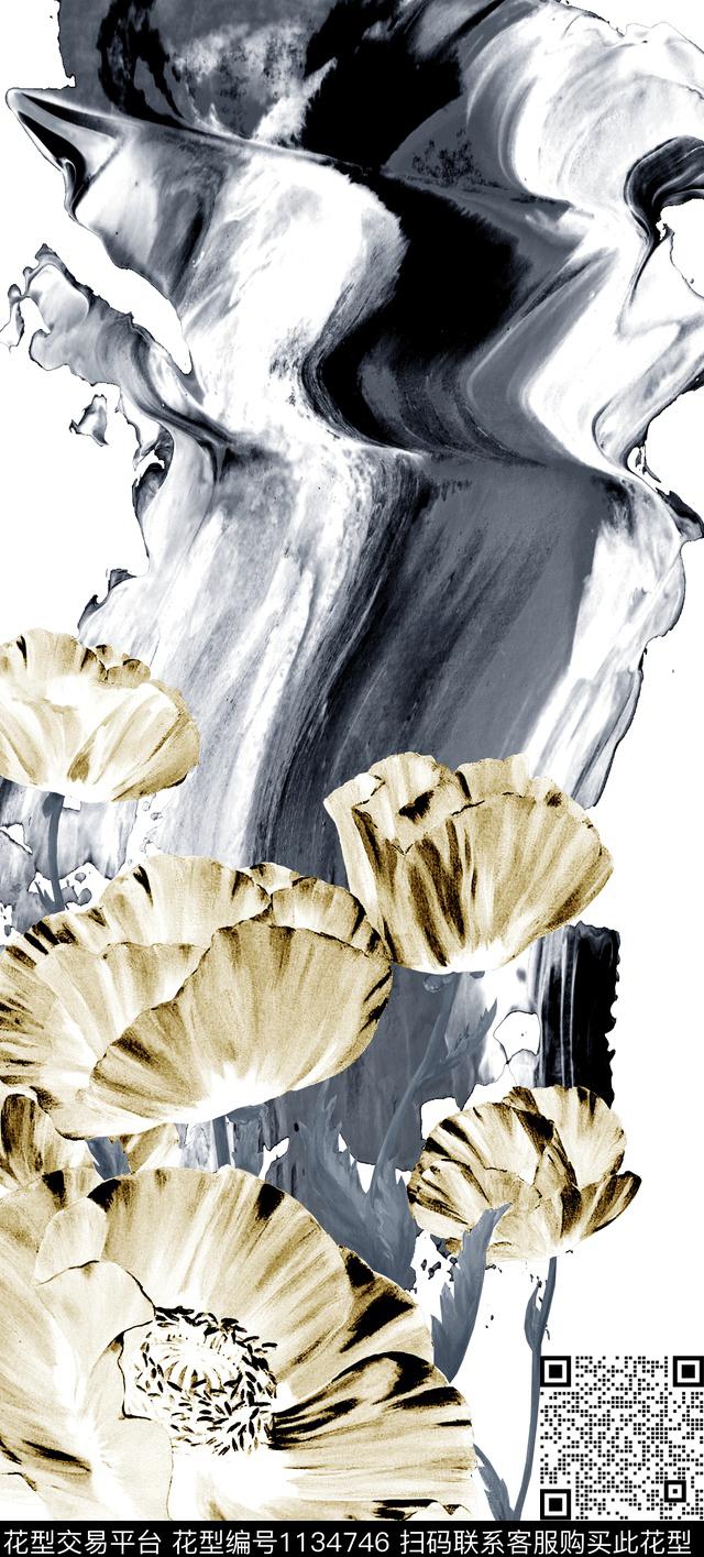 牡丹虞美人笔触数码印花华亿平台下载（图片编号: 1134746） - 瓦栏（Walan）