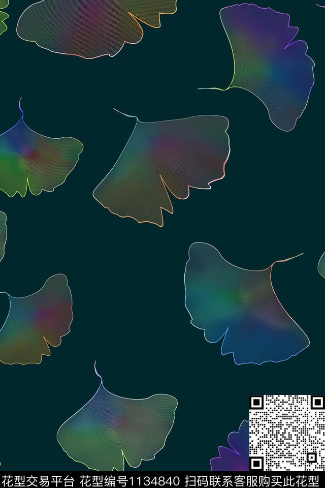 炫彩银杏树叶绿植树叶数码印花华亿平台下载（图片编号: 1134840） - 瓦栏（Walan）