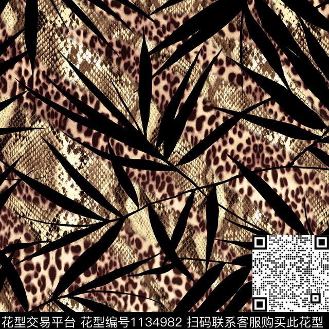 豹纹蛇纹竹子数码印花华亿平台下载（图片编号: 1134982） - 瓦栏（Walan）