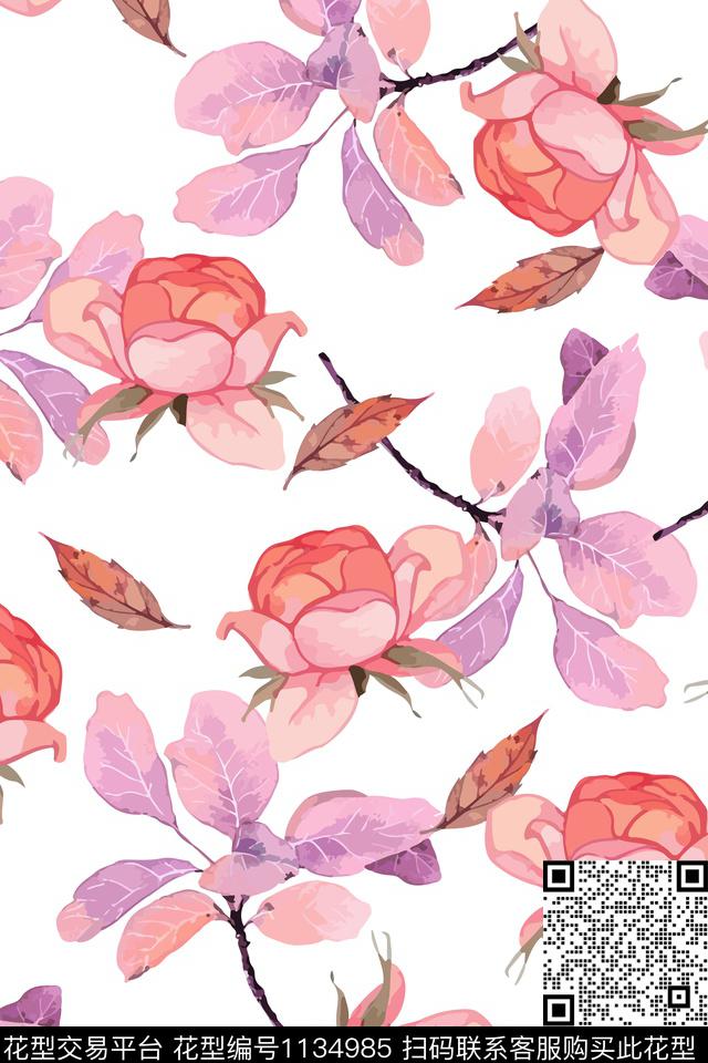 淑女大牌风花卉数码印花华亿平台下载（图片编号: 1134985） - 瓦栏（Walan）