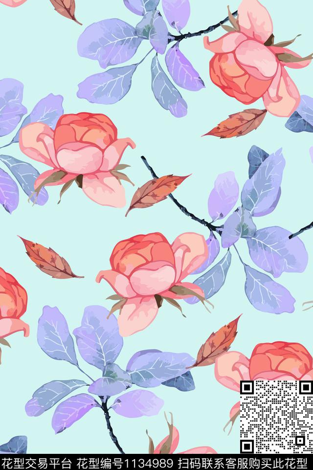 淑女大牌风花卉数码印花华亿平台下载（图片编号: 1134989） - 瓦栏（Walan）