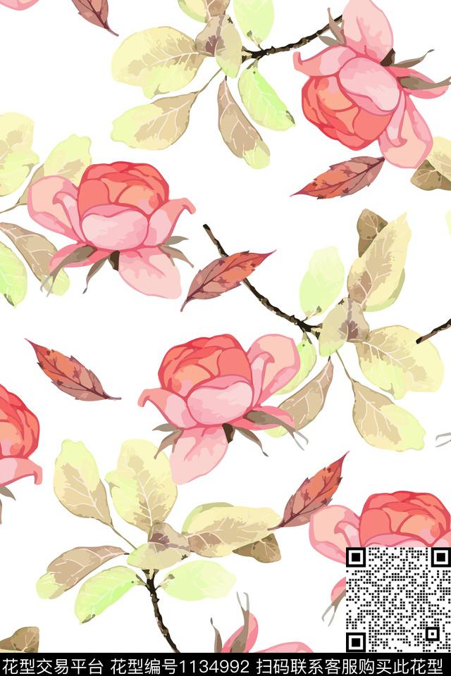 淑女大牌风花卉数码印花华亿平台下载（图片编号: 1134992） - 瓦栏（Walan）