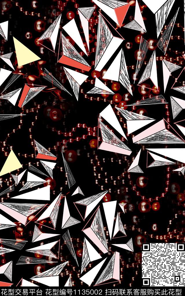 几何花卉抽象几何数码印花华亿平台下载（图片编号: 1135002） - 瓦栏（Walan）